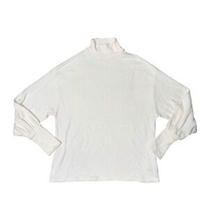 Reformation Turtleneck Women S White Excellent Balloon Sleeve Tencel Top